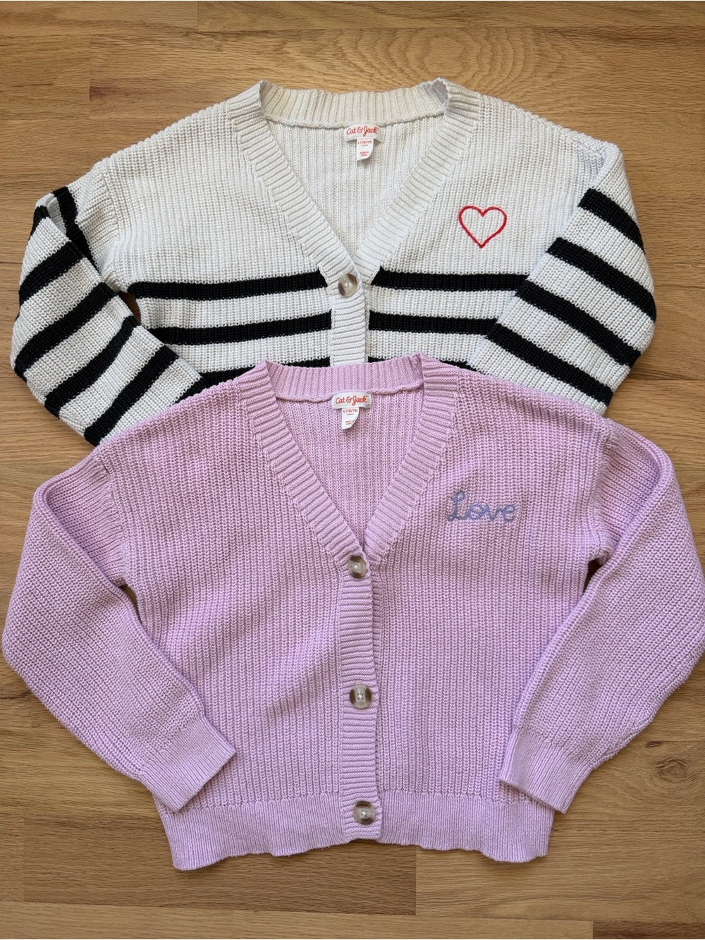 Cat & Jack set of 2 love theme soft cardigans girls sz 10/12yrs